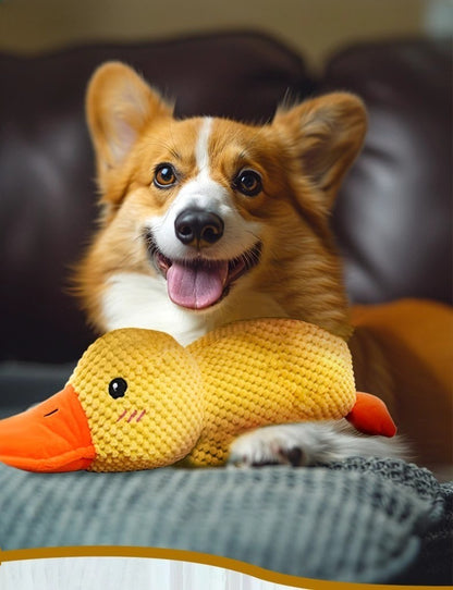 Brinquedo de Pelúcia de Pato Resistente a Mordidas para Cães Interativo Mastigação Limpeza dos Dentes do Filhote Grande Aliviador de Estresse para Animais de Estimação