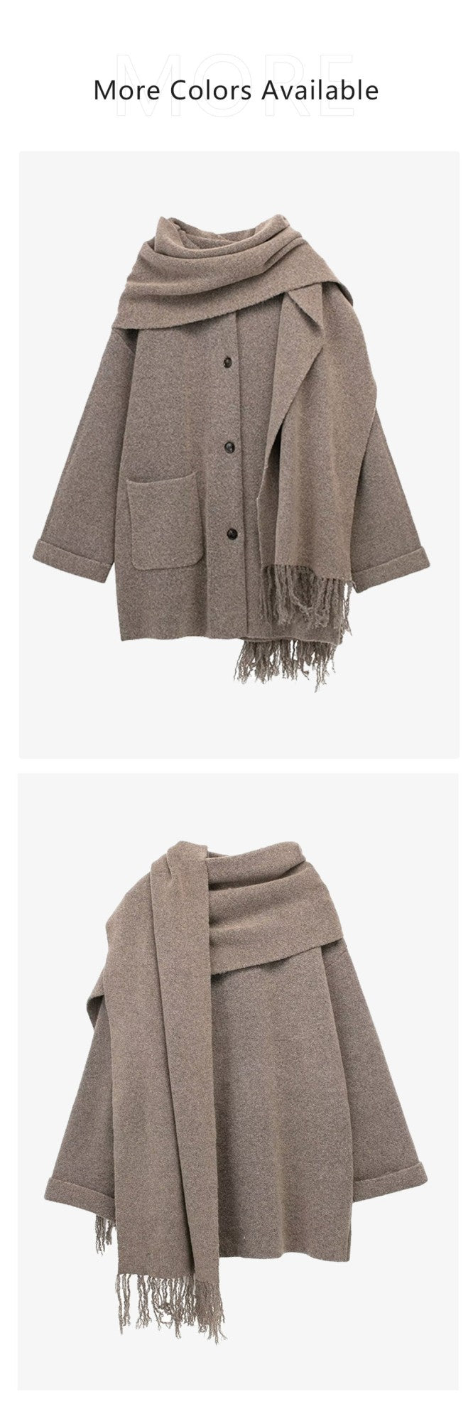 Winter New Product Women's Fashion and Casual 100 Pairs Scarf Short Knitted Coat Coat