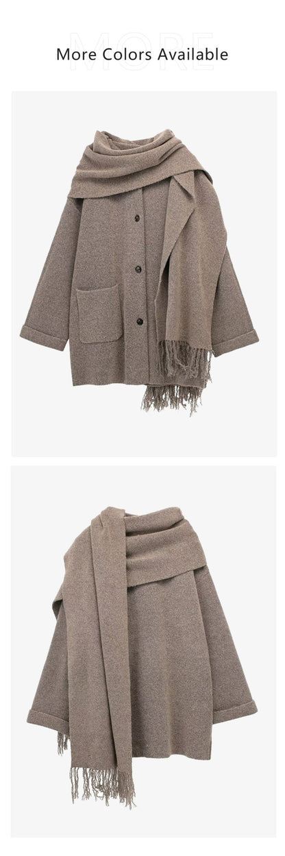 Winter New Product Women's Fashion and Casual 100 Pairs Scarf Short Knitted Coat Coat