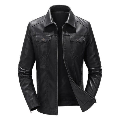 Mens Vintage Faux Leather Outwear Leather Jacket Motorcycle Black Biker Jackets Casual Lightweight Men PU Zipper Moto Outwear