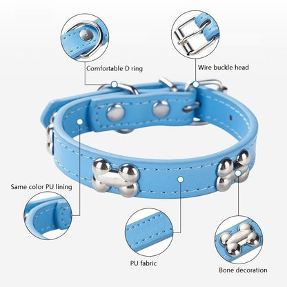 Novas coleiras de couro duráveis para cães, coleiras para filhotes de pug para cães pequenos e grandes, coleira de pescoço GXQ13
