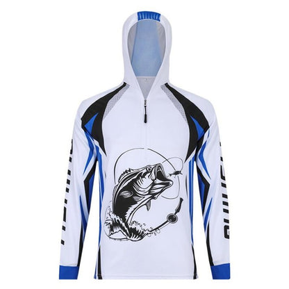 Camisa de Pesca Masculina de Manga Longa Profissional Respirável de Secagem Rápida com Capuz Anti-UV Roupas Masculinas para Exterior Casaco de Pesca