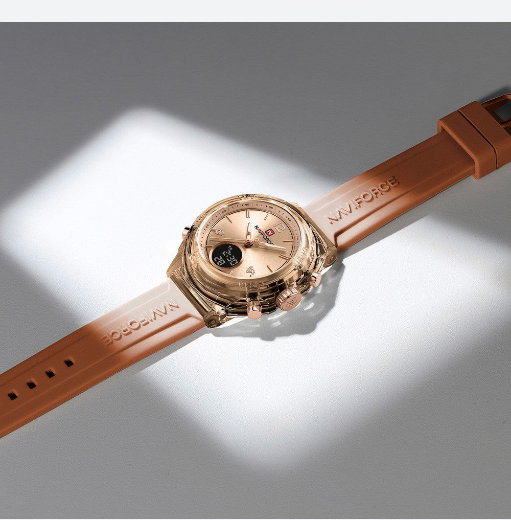 NAVIFORCE Top Brand Women's Watch Outdoor Sports Waterproof Watches Dual Time Display Quartz Wristwatches Rubber Digital Clock