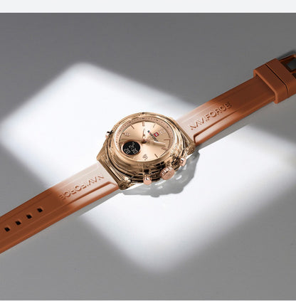 NAVIFORCE Top Brand Women's Watch Outdoor Sports Waterproof Watches Dual Time Display Quartz Wristwatches Rubber Digital Clock