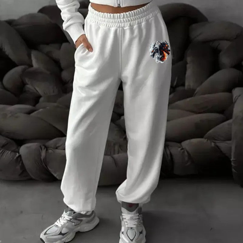 Women's Sweatpants Trousers Fashion Horror Double Evil Dragon Print Trousers Spring Autumn Winter Sweatpants
