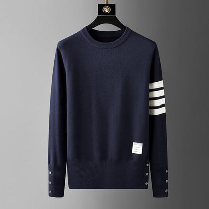 High end brand men's knitted sweater autumn and winter new item high-end striped design Korean version boutique casual pullover