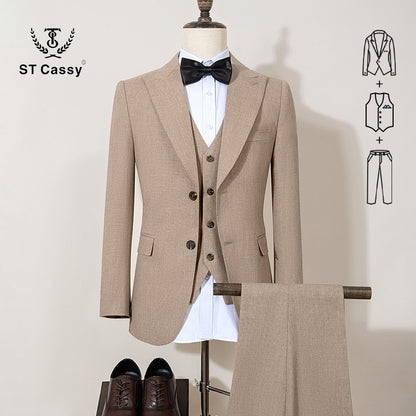 ST Cassy new 2 buttons on suit modern design mens office wear blazer coustime homme luxe Bead edge craftsmanship