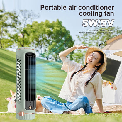 Portable Air Conditioner Fan 1200mAh Tower Fan 3 Speed Quiet Cooling Desk Fan Rechargeable Electric Vertical Fan for Home Office