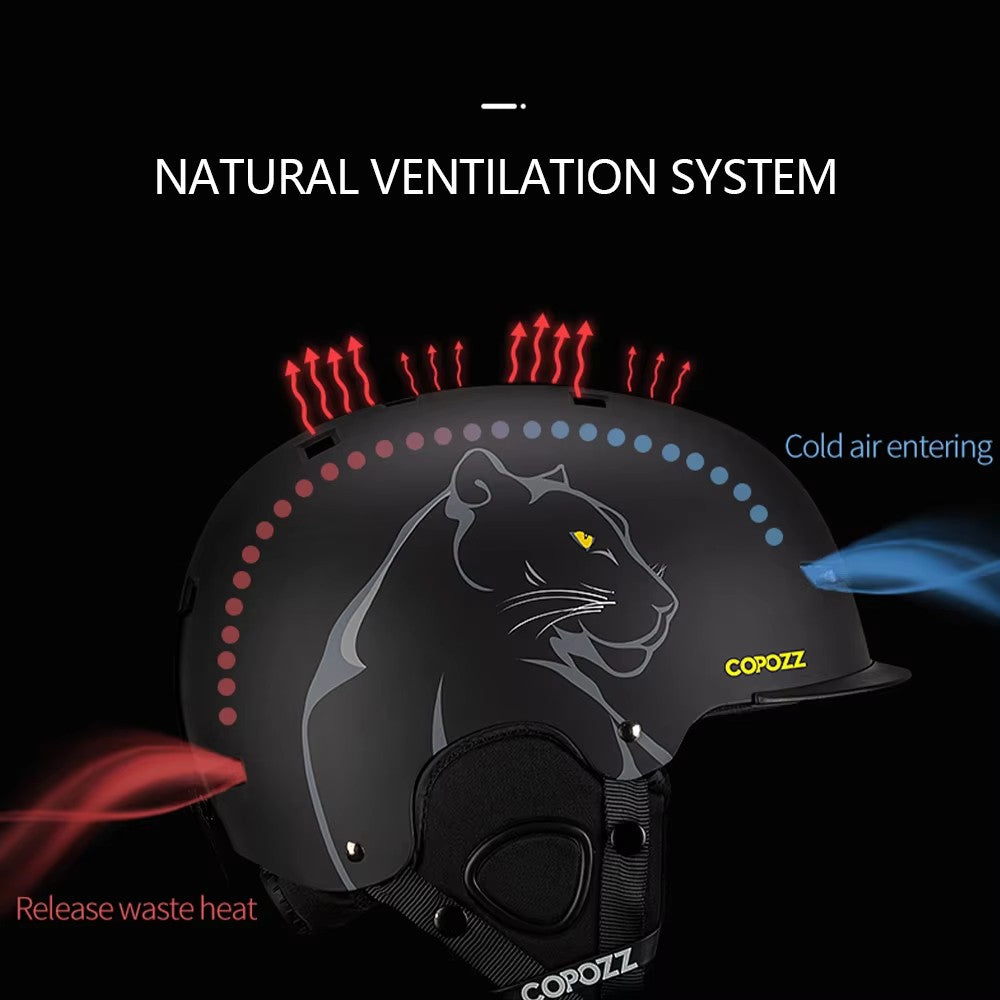 COPOZZ Novo Capacete de Esqui Unissex com Certificado, Meio-Coberto, Anti-impacto, Para Adultos e Crianças, Segurança na Neve, Capacete de Snowboard