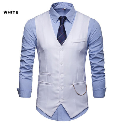 High Quality Men Suit Vest Waistcoat Chain Business Slim Groom Groomsman Wedding Men's Dress Blazer Vests Formal Party V05