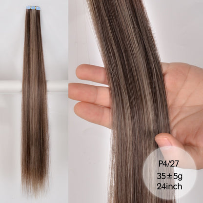 Straight Tape in Hair Extensions Natural Hair Extensions Mini Tape ins Invisible Seamless Blonde Silky Natural Tape ins For Wome