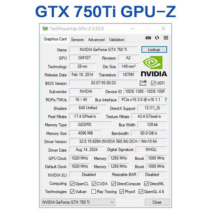 Placa de Vídeo MLLSE GTX 750Ti 4GB GDDR5 128Bit HDMI DVI VGA PCI-E 3.0 Geforce GPU Gtx 750ti para Jogos Placa De Video