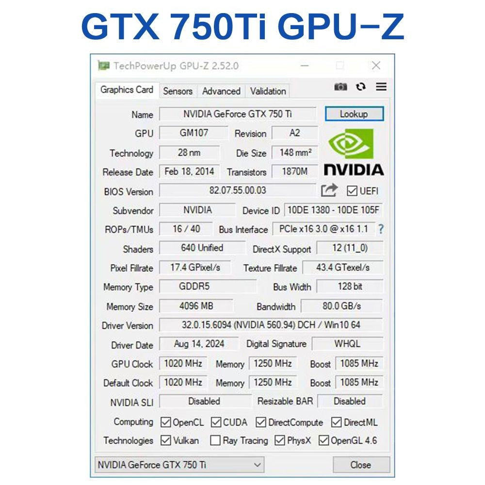 MLLSE GTX 750Ti 4GB Placa de Vídeo GDDR5 128Bit HDMI DVI VGA PCI-E 3.0 Geforce GPU Gtx 750ti Placa de Vídeo para Jogos