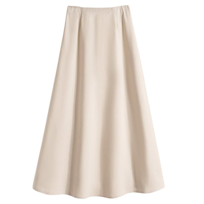 A-Line Mini Skirt High Waist Mid Length Skirts Women's Slimming Black Autumn Elastic Waist Design Solid Color Versatile Skirt