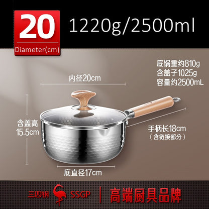 Certificação LFGB Aço Inoxidável 316L Cozinha Japonesa Panela Leve 99,9% Antibacteriana Panela Yukihira Panela de Leite