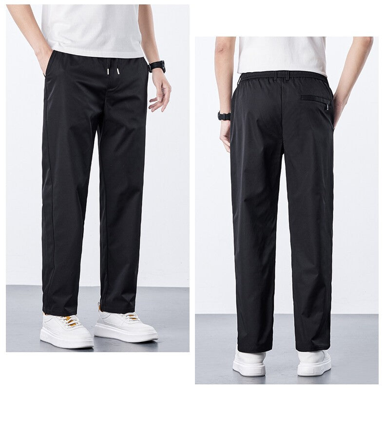 Calça Masculina Casual de Verão Seda Gelo Calça com Elástico na Cintura Calça de Corrida Fresca Respirável 5GG