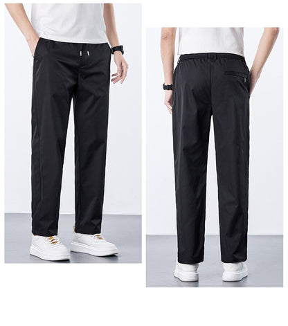 Calça Masculina Casual de Verão Seda Gelo Calça com Elástico na Cintura Calça de Corrida Fresca Respirável 5GG