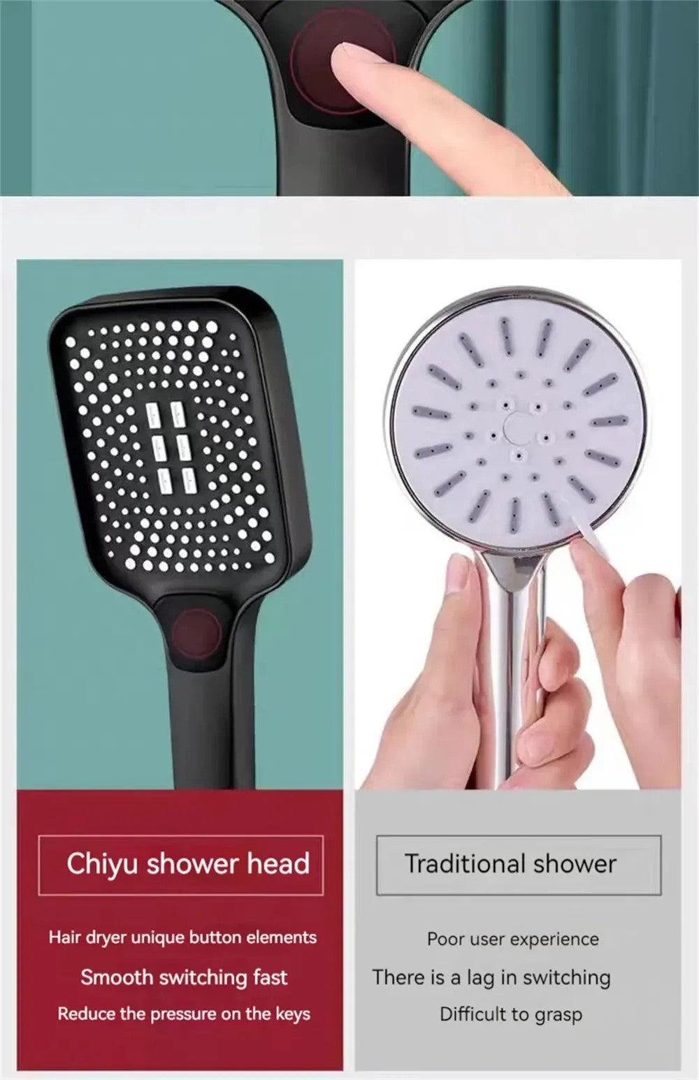 Ducha de Banheiro com Bico Pressurizado, Alta Pressão, Economia de Água, Pulverizador, Acessórios de Banheiro ABS, Ducha Cromada Tipo Chuva