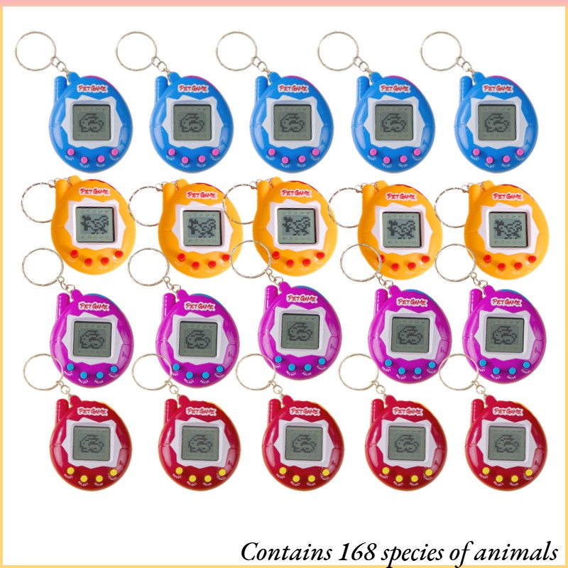 64-6PCS Virtual Pet Keychain Tamagotchi Electronic Toys for kids Video Game Party Favors Birthday Gifts School Classroom Prizes