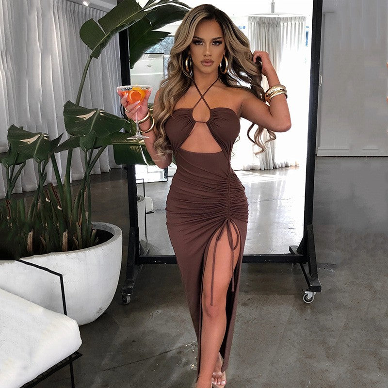 Sleeveless Sexy Female Midi Backless Dresses Slim Night Club Party Women's Dress