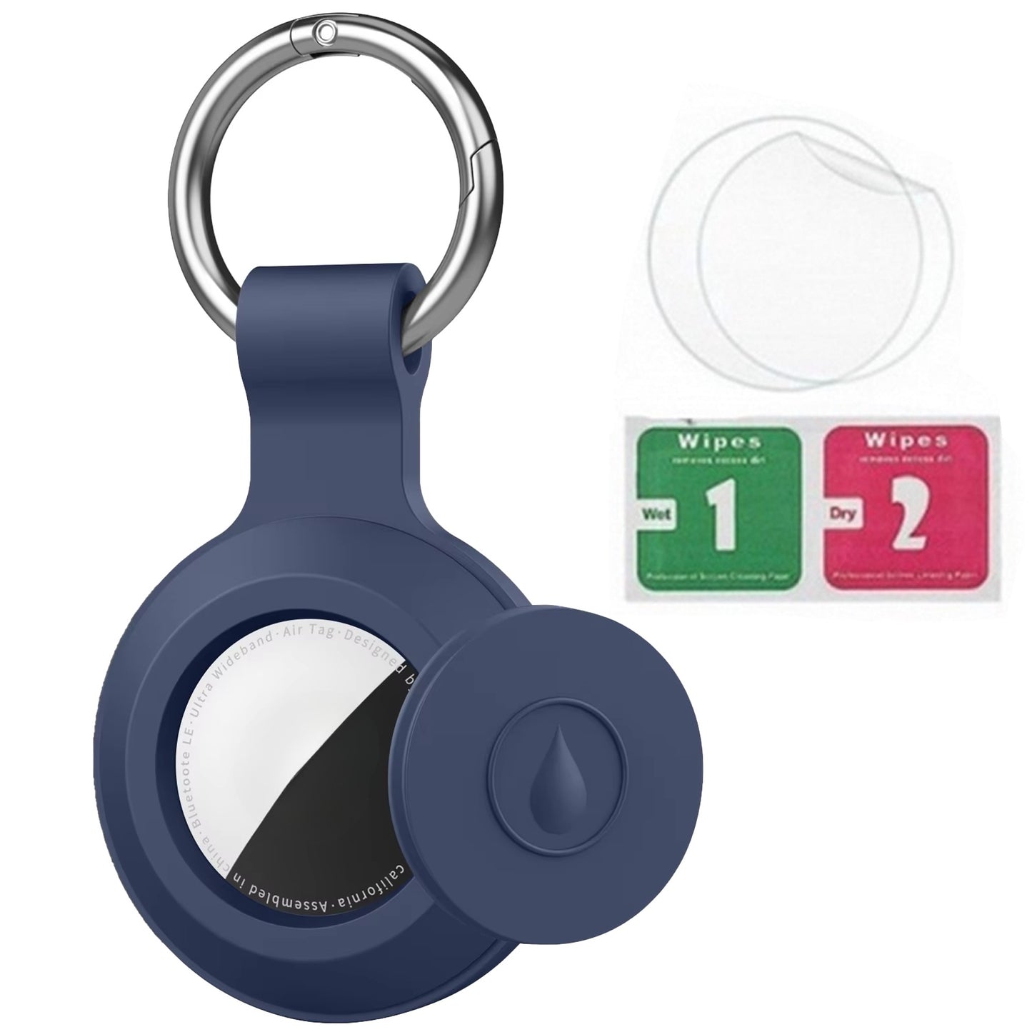 2/1 Pack Genuine Leather AirTag Keychain Holder . Secure Key Chain Case for Pet Collar Luggage Bag Full Cover Protective Keyring