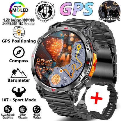 New T-Rex 3 Smart Watch Men GPS Positioning Military 5ATM Waterproof Watch 650mAh Battery Compass Altimeter GPT Assistant Watch