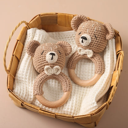 Brinquedos de Crochê para Bebês Chocalho de Animal Desenho Animado Chocalhos Musicais para Bebês Chocalho de Dentista Kawaii Brinquedo de Bebê 0-12 Meses Brinquedos Montessori