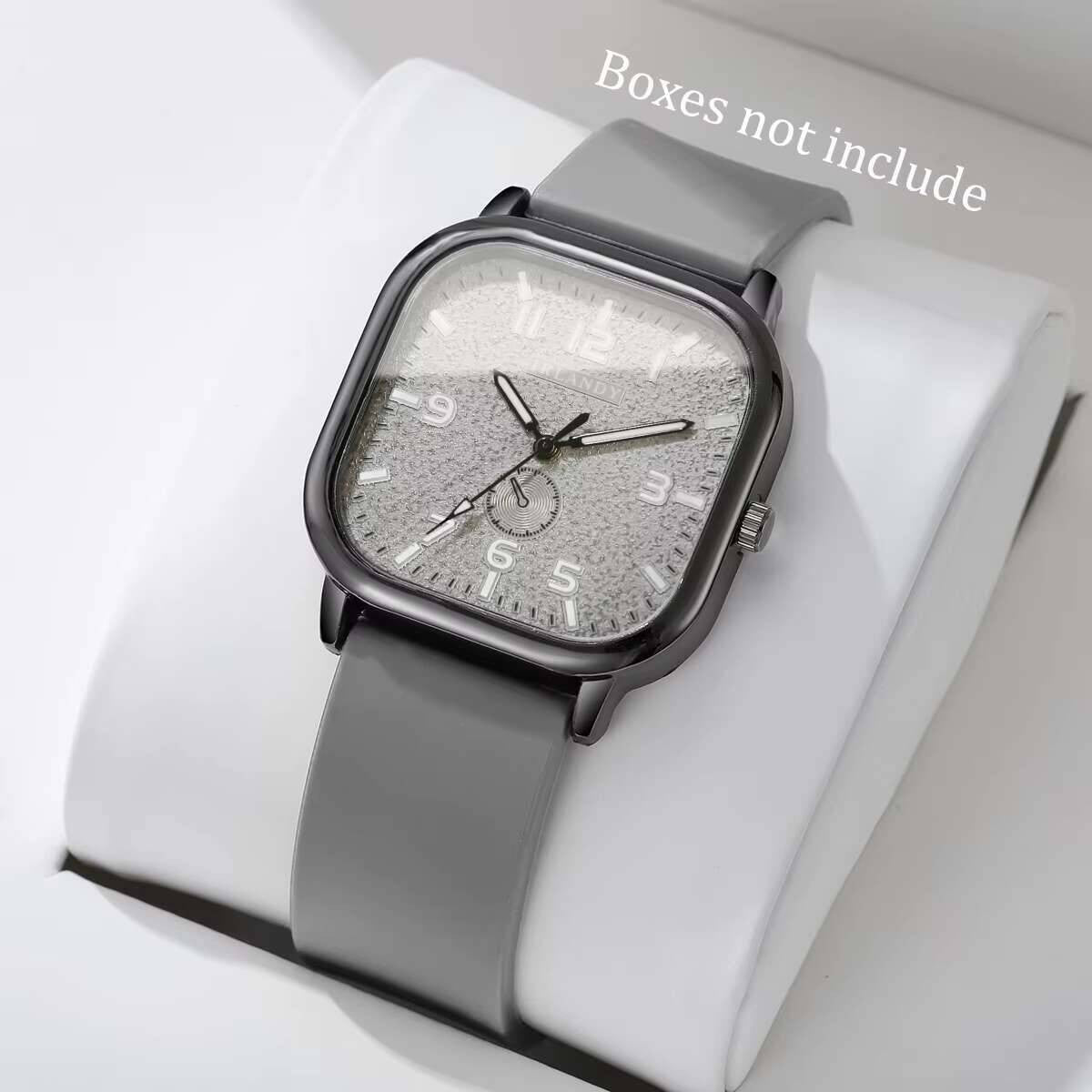 1/2/3PCS Fashion Square Women Watches Casual Silicone Strap Quartz Watches Sports Wristwatch For Men Women Students?Without Box?