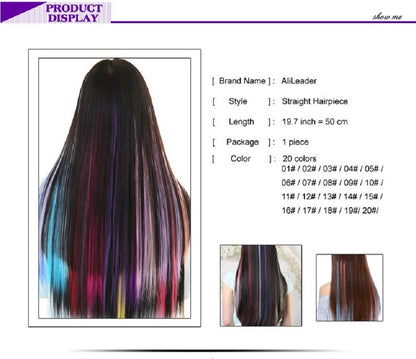 Alileader Aplique de Cabelo Extensão com Clip 57 Cores Ombre Liso Extensão de Cabelo com Clip em Apliques Peças de Cabelo de Fibra de Alta Temperatura