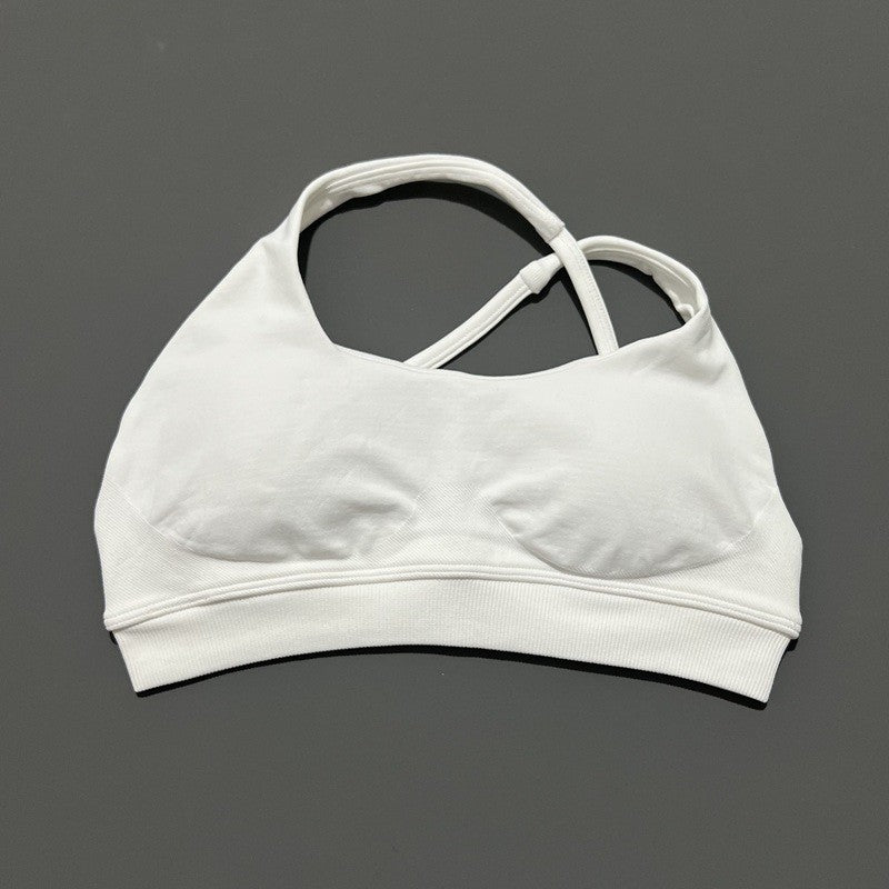 Women Asymmetric Sports Bra Seamless Yoga Top High Support Removable Chest Open Back Bra Gym Workout Underwear