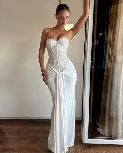 Mozision Sparkle Off-shoulder Sexy Maxi Dress Women Elegant Glitter Strapless Backless Sleeveless Draped Ruched Club Party Dress