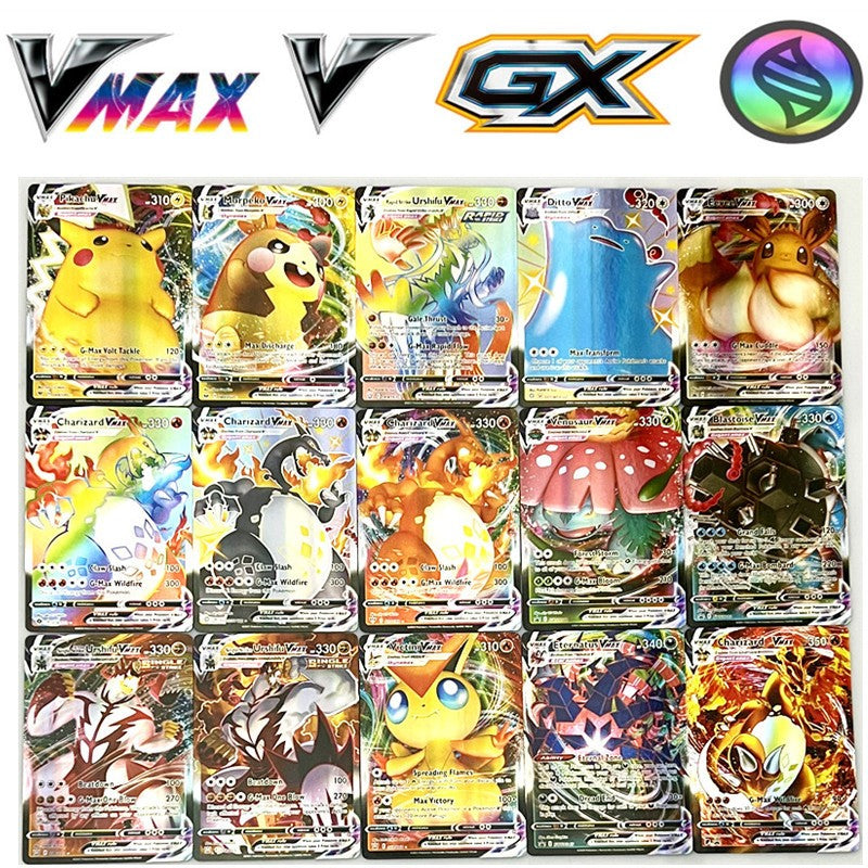 50/100 Peças Pokémons Cartas em Francês Inglês Alemão Pokémons Carta 100 Gx 100 V Max VMAX 50