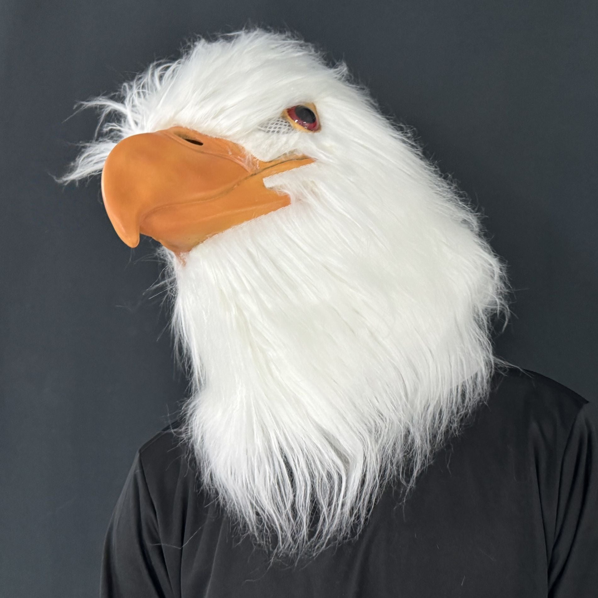 White Eagle Latex Mask – Realistic Bird Head Costume Feathers For Adults Halloween Party Cosplay Animal Prop Masquerade Carnival