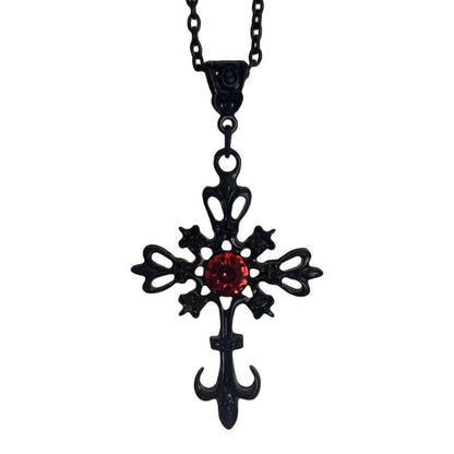 Gothic Cross Necklace For Women Men Punk Hollow Flower Cross Charms Choker Chain Vampires Pendant Jewelry Party Accessories Gift