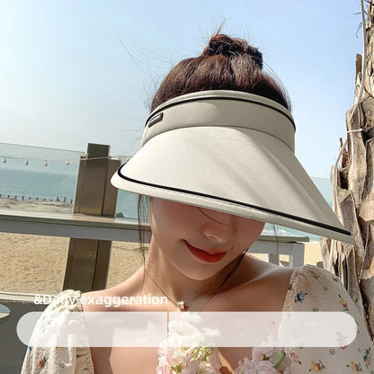 New Sun Hat Women's Uv Protection Sun Hat Summer Empty Cap Large Brim Outdoor Cycling Face Shade Hat Woman