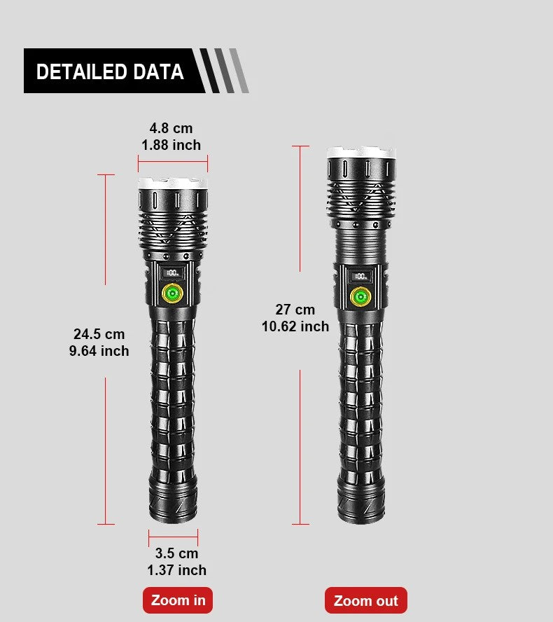 10000mAh High Power LED Flashlight Long Range 5000M Rechargeable Tactical Torch Ultra Powerful Outdoor Hand Lamp Camping Lantern