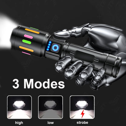 High Power Led Flashlights Long Shot Zoom Super Bright Flashlight Led USB Rechargeable Very Strong Torch Light For Camping