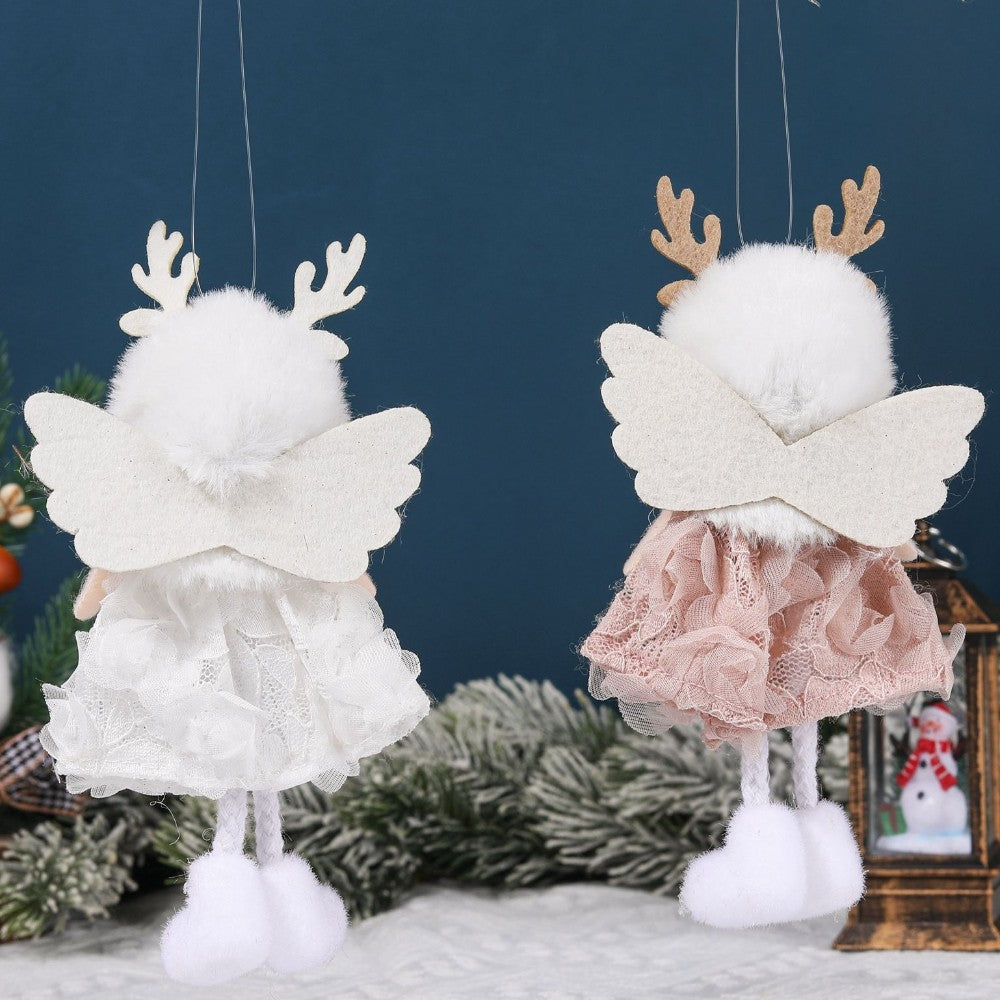 Christmas plush antlers angel girl pendant Christmas tree pendant creative doll pendant gift