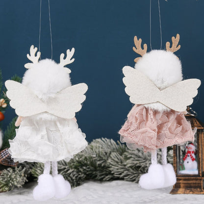 Christmas plush antlers angel girl pendant Christmas tree pendant creative doll pendant gift