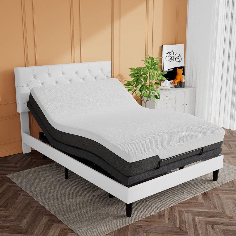 CERLIN Electric Adjustable Bed Base, Ergonomic Upholstered Full Size Bed Frame with Upgraded Motors and Wireless Remote Control