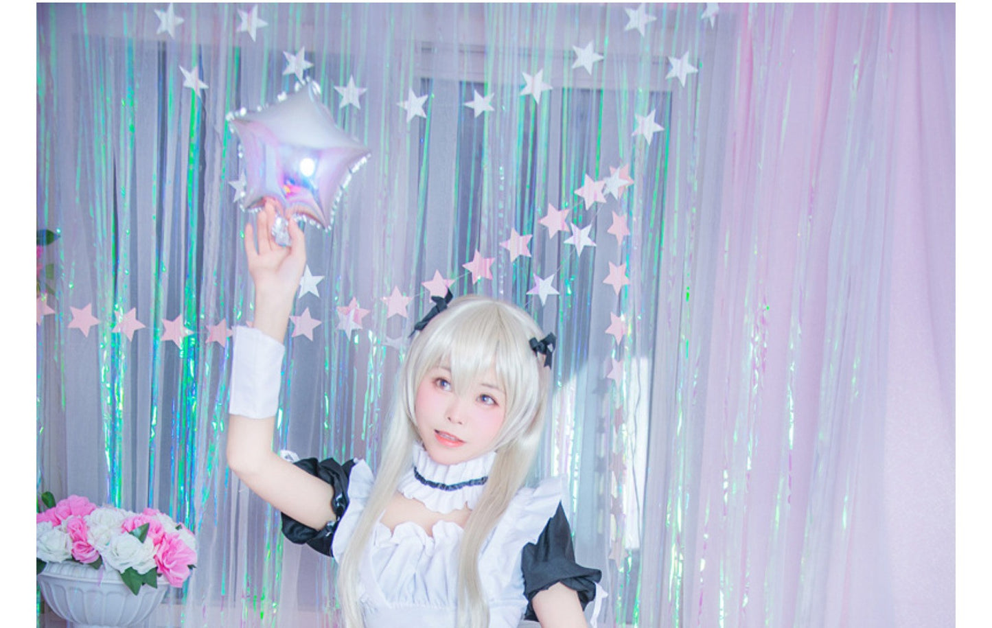 Cute Japanese Maid Outfit Sweet Lolita Cosplay Costume Black White Uniform Full Set Gothic Lace Party Halloween Stage Wear