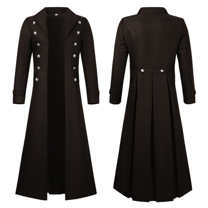 Medieval Steampunk Retro Gothic Coat Trench Coat Victorian Uniform Mid-length Men's Top