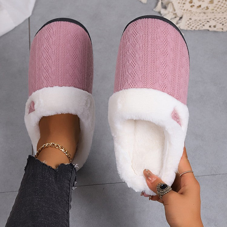 Platform Fluffy Slippers Women House Plush Fashion Designer Winter Shoes Ladies Flats Warm Home Casual Footwear Elegant Big Size