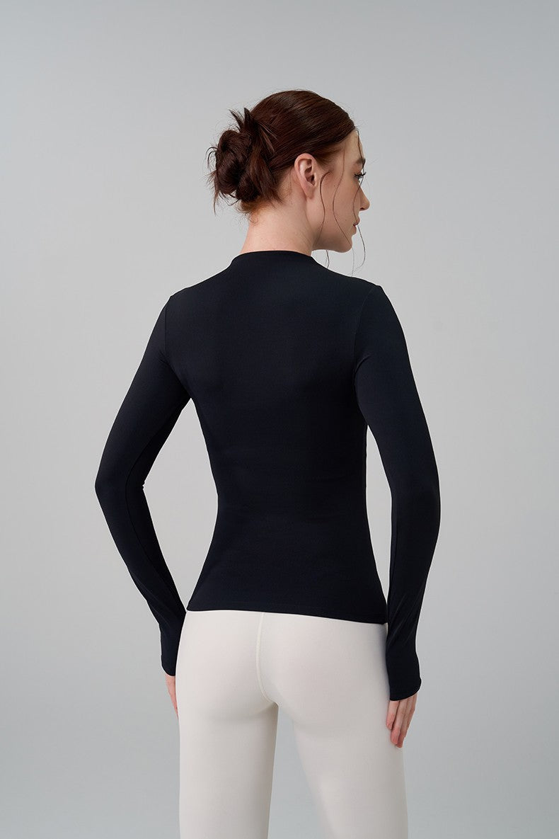 SOISOU 5 Colors Half-High Collar Slim Fit Yoga Top Women's Pilates Pullover Sports Long Sleeve High Elastic Fitness T Shirt