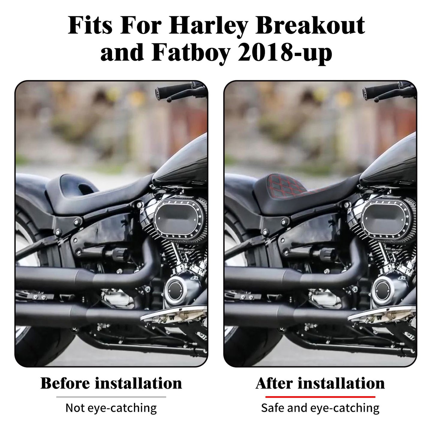 Banco de Couro com Amortecimento e Perfil Baixo Tipo Diamante Para Motocicleta Harley Softail Fat Boy Breakout FLSTF FXBRS 2018-2023
