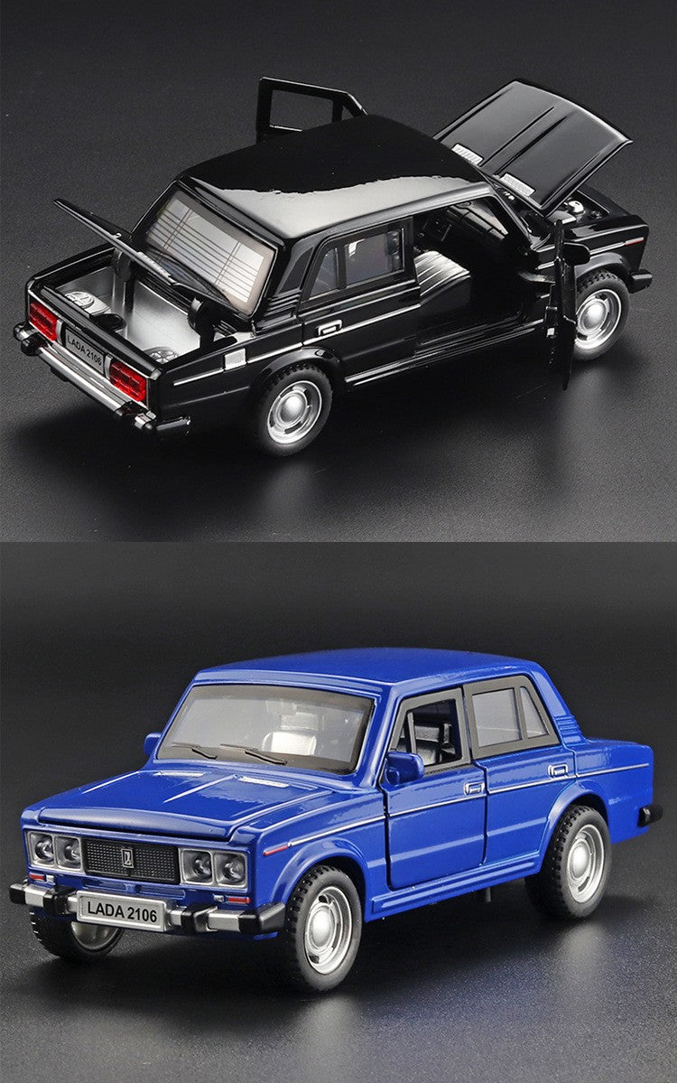 1:32 LADA 2106 Liga Clássica Modelo de Carro de Brinquedo de Metal Fundido Som e Luz Puxar para Trás Brinquedo Infantil Miniatura Modelo de Veículo Presente para Crianças