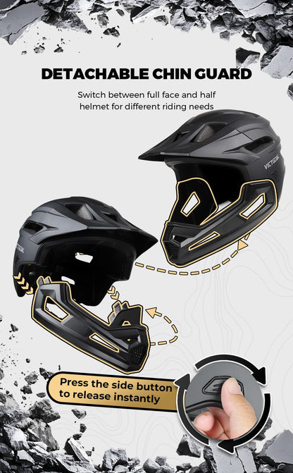 Capacete de Ciclismo Adulto Destacável VICTGOAL para Homens Proteção de Cabeça de Motocicleta Bicicleta de Montanha Off-road MBX BMX Segurança