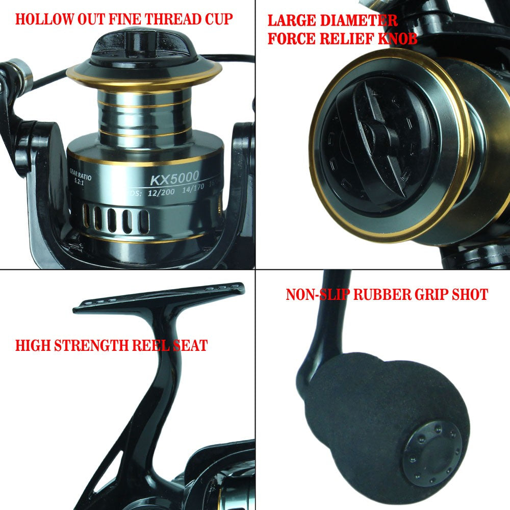 Molinete Profissional Ultraleve 1000~7000 Relação de Recolhimento 5.2:1 Carretel de Metal CNC Molinete de Pesca para Água Doce e Salgada