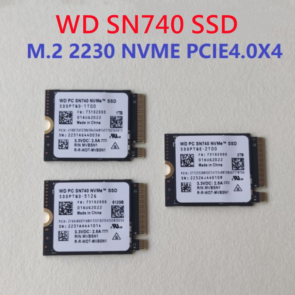 Western Digital WD SN740 SN5000S M.2 2230 SSD 2TB 1TB 256GB NVMe PCIe Gen4 x4 para Microsoft Surface Pro X Laptop 3 Steam Deck
