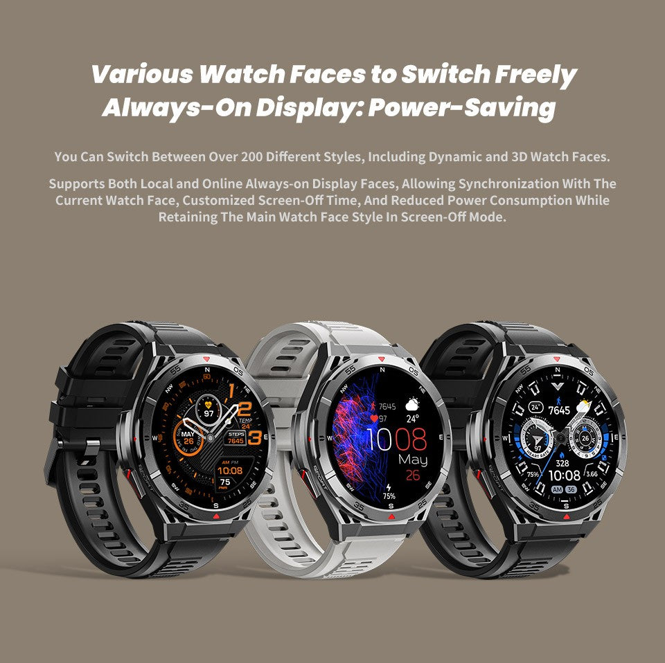 2025 AGPS New Men Smart Watch DIgital Military Sport Electronic Bluetooth 10 ATM Waterproof Diving Original Bracelet